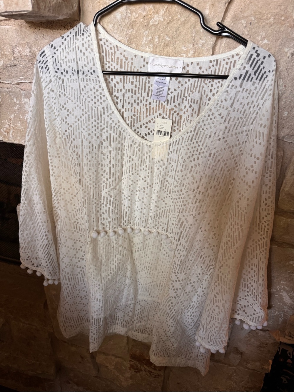 White Pom-Pom Tunic Top